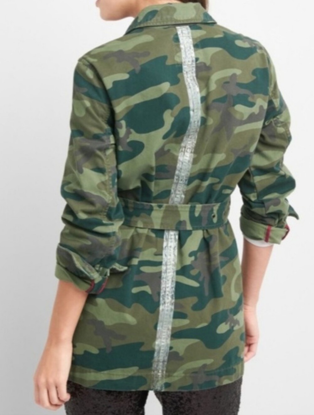 GAP Women's 100% Cotton Olive Green Camouflage Utility Jacket